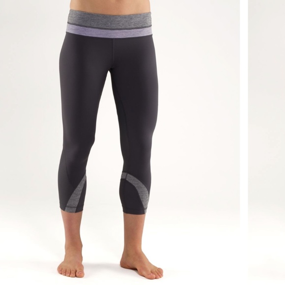 Lululemon Run: Inspire Crop Leggings Pants Grey Ladies Size 6 Running - Picture 3 of 12